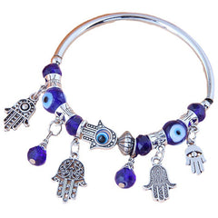 Evil Eye Bracelet, Rose Shell Crystal String Beads