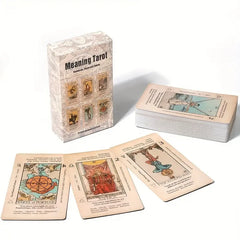 1 caja de cartas de tarot con significado para principiantes, baraja de tarot antigua con palabras clave, 78 cartas, juego de adivinación y herramientas de adivinación.