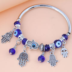 Evil Eye Bracelet, Rose Shell Crystal String Beads