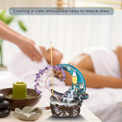 1pc Ceramic Home Incense Burner Ornament, Crystal Lucky Tree Shake Money Tree Backflow Incense Burner, Home Decor