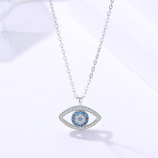 Sterling Silver Demon Eye Pendant Necklace