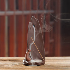 1pc Zen Meditation Ceramic Waterfall Incense Burner - Backflow Cone & Stick Holder with Tranquil Mountain Design, Unscented Home Decor Accent for Tea Lovers, Incense Holder | Serene Home Decor | Smooth Textured Finish, Incens