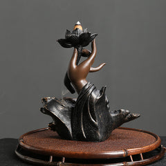 1pc, Backflow Incense Burner, Handmade Resin Lotus Buddha Hand Waterfall Incense Burner Holder For Home Relaxation Lucky Feng Shui Decor (Without Incense), Backflow Incense Burner, Home Decor, Gifts, Home Office Incense Passa