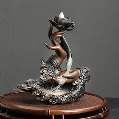 1pc, Backflow Incense Burner, Handmade Resin Lotus Buddha Hand Waterfall Incense Burner Holder For Home Relaxation Lucky Feng Shui Decor (Without Incense), Backflow Incense Burner, Home Decor, Gifts, Home Office Incense Passa
