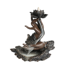 1pc, Backflow Incense Burner, Handmade Resin Lotus Buddha Hand Waterfall Incense Burner Holder For Home Relaxation Lucky Feng Shui Decor (Without Incense), Backflow Incense Burner, Home Decor, Gifts, Home Office Incense Passa
