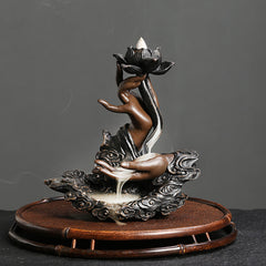 1pc, Backflow Incense Burner, Handmade Resin Lotus Buddha Hand Waterfall Incense Burner Holder For Home Relaxation Lucky Feng Shui Decor (Without Incense), Backflow Incense Burner, Home Decor, Gifts, Home Office Incense Passa