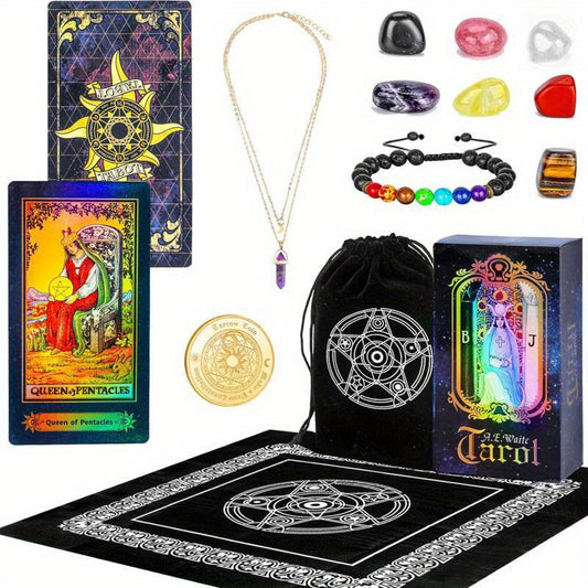 Tarot Cards Set Deck With Guidebook, Fortune Telling Toy With Crystal-Pendulum-for Beginners