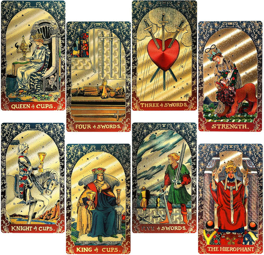 78 Gold Foil Tarot Deck with Gift Box,Original Design Rider Waite Tarot Cards Wi