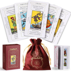 Erbacan Beginner Tarot Cards Deck with Meanings on Them-Tarrot Deck with Guidebo