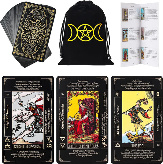 Tarot Cards with Guide Book & Linen Carry Bag, 78 Classic Original Tarot Cards D