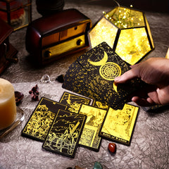 Prophet Gold Foil Tarot Cards, 78 Original Tarot Cards Fortune Telling Game With Guide Book For Beginners