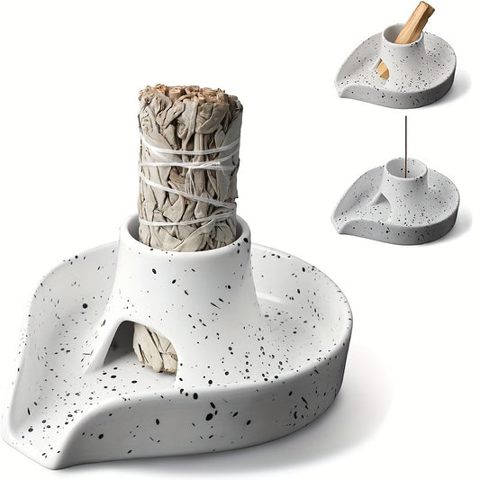 1pc Sage Smudge Holder, Palo Santo Holder Smudge Stick Bowl Ceramics Burning Bowl For White Sage/Palo Santo Stick/Incense, Easy To Clean
