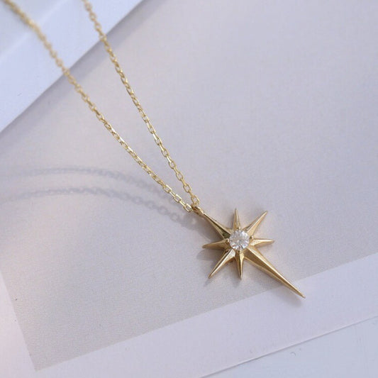 Fashion Simple Six-pointed Star Pendant Zircon Star Necklace