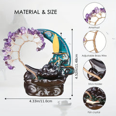 1pc Ceramic Home Incense Burner Ornament, Crystal Lucky Tree Shake Money Tree Backflow Incense Burner, Home Decor