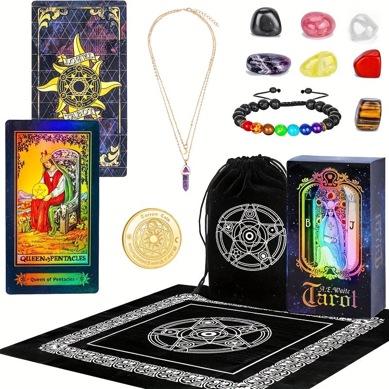 Tarot Cards Set Deck With Guidebook, Fortune Telling Toy With Crystal-Pendulum-for Beginners