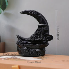 Handcrafted Resin Moon Backflow Incense Burner with Waterfall Feature - Includes Aromatherapy Cones for Yoga & Home Decor, Perfect for Halloween, Christmas, Easter, Thanksgiving