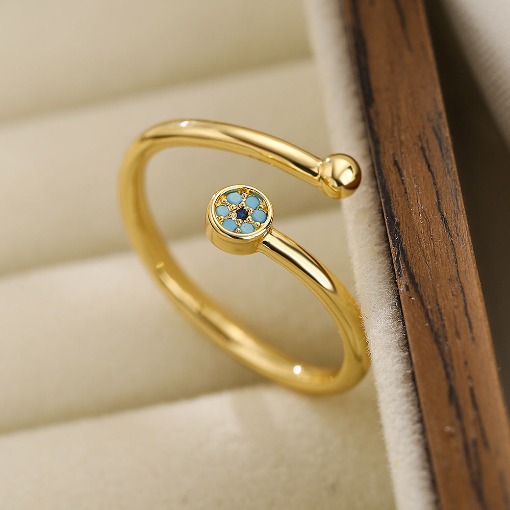 Fashion CZ Zircon Cross Evil Eye Ring for Women Girls Party Jewelry Gift