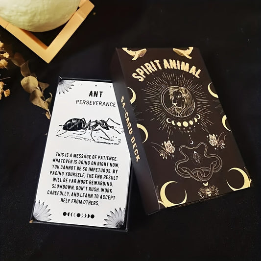 Spirit Animal Oracle Cards - 54-Card Deck for Beginners, Ant Persverance as the Message, Fortune Telling & Divination Game with Illustrated Guide