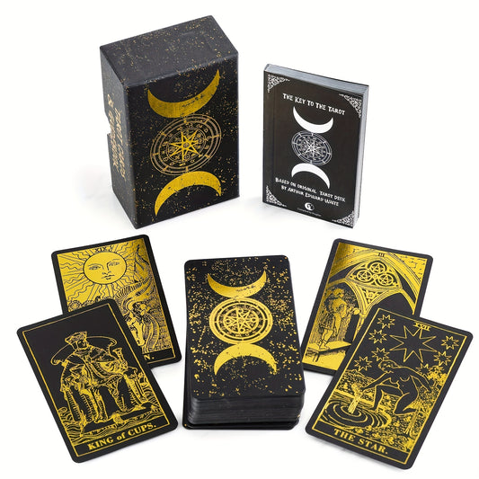 Prophet Gold Foil Tarot Cards, 78 Original Tarot Cards Fortune Telling Game With Guide Book For Beginners