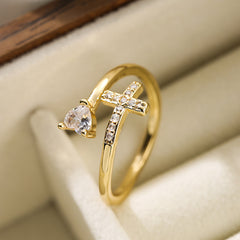 Fashion CZ Zircon Cross Evil Eye Ring for Women Girls Party Jewelry Gift