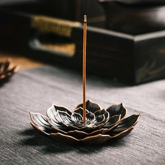 1pc Brass Lotus Perforated Incense Burner Aroma Diffuser With Detachable Ashtray, Incense Burner, Incense Stick Holder, Brass Lotus Incense Stick Holder And Detachable Ashtray, European Classic Romance, Dinner, Candle Home De