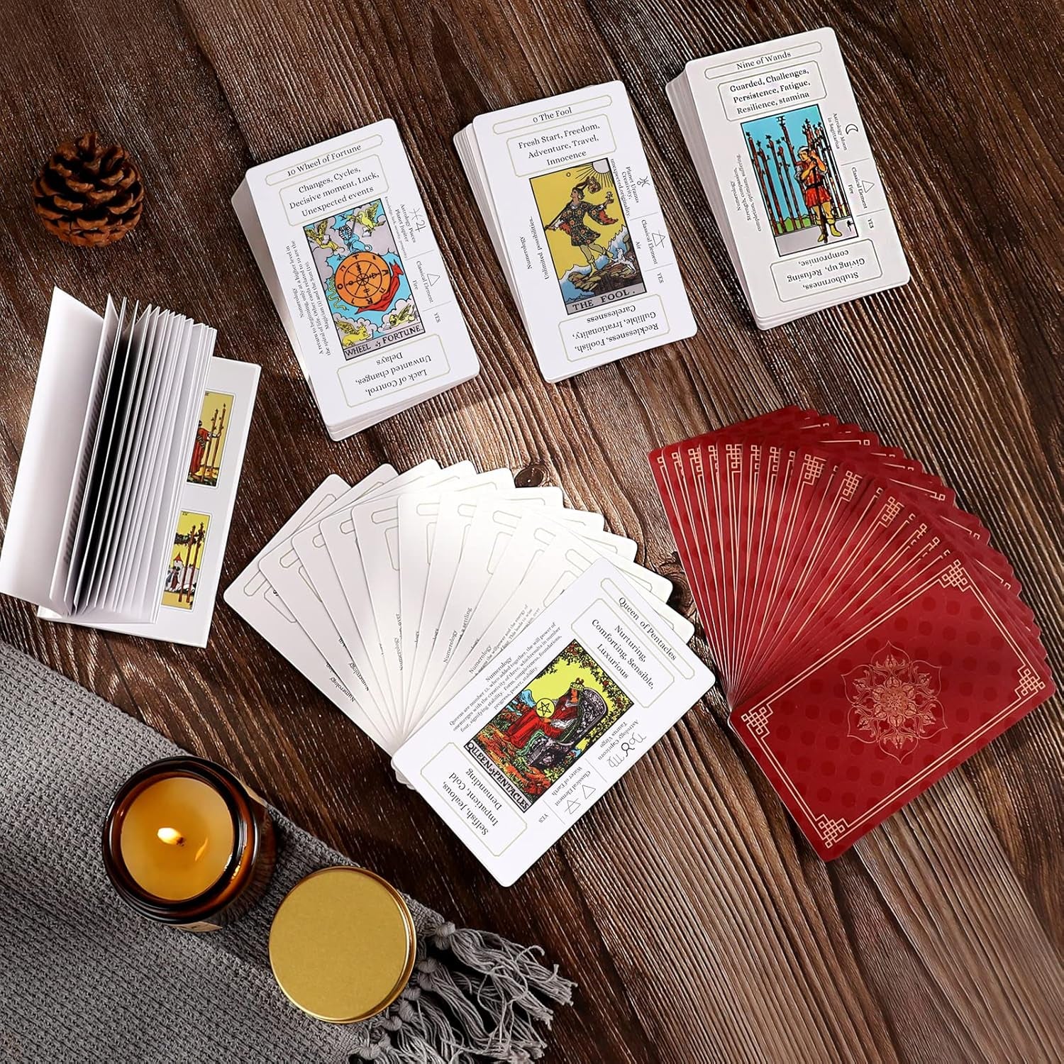 Erbacan Beginner Tarot Cards Deck with Meanings on Them-Tarrot Deck with Guidebo