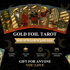 78 Gold Foil Tarot Deck with Gift Box,Original Design Rider Waite Tarot Cards Wi