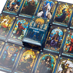 Stained Glass Tarot A 78-Card Deck Leisure Entertainment Game Card Family Gathering Divination Board Playing Games 10.3*6Cm