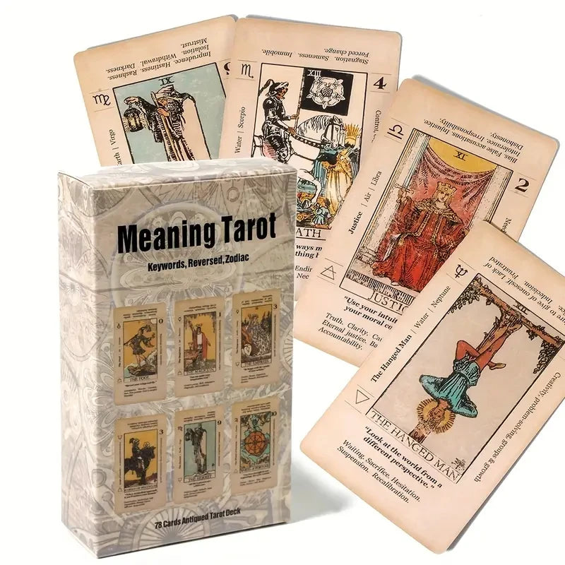 1 Box of Meaning Tarot Card For Beginner Tarot, Keyword Antiqued Tarot Deck, 78 Cards Fortune Telling Game Divination Tools