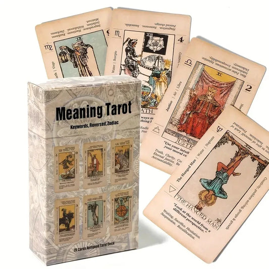 1 Box of Meaning Tarot Card For Beginner Tarot, Keyword Antiqued Tarot Deck, 78 Cards Fortune Telling Game Divination Tools