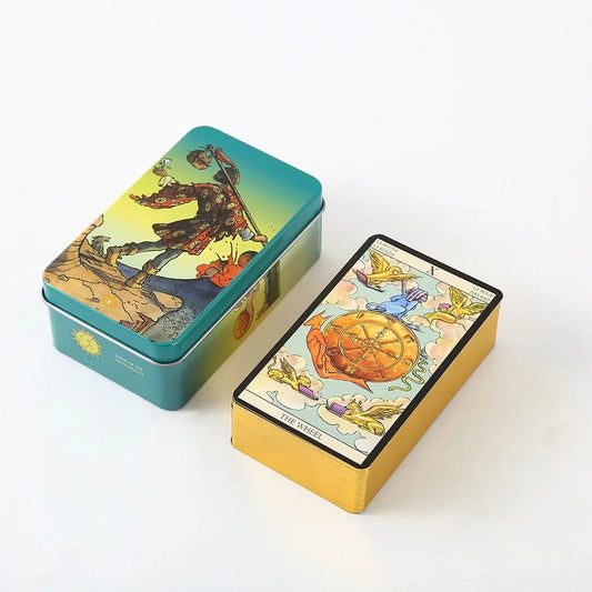 Metal Box Gilded Edition Back Tarot Cards Deck With Paper Guidebook English Vision Classical Party Board Game Holiday Games