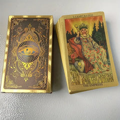 Luxurious Golden Foil Tarot Deck Bilingual Spanish & English Guidebook