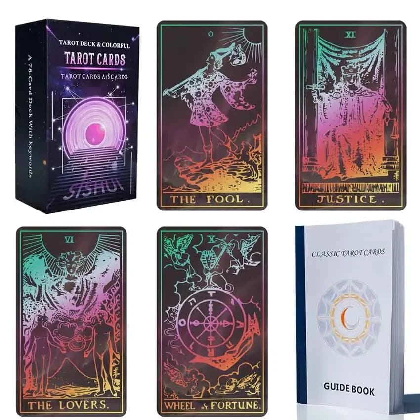 Classic Colorful Tarot Cards, 78 card Deck, w/Guidebook