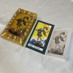Luxurious Golden Foil Tarot Deck Bilingual Spanish & English Guidebook