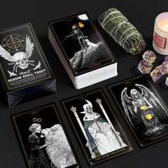 New Skull Black Tarot Deck 78 Cards Gothic Divination Oracle Dark Mystery Rider Waite Spiritual Guidance English Spanish Russian