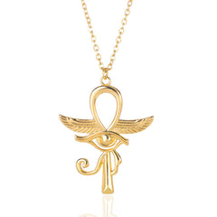 Angel Wings Cross Eye Of Horus Necklace