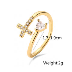 Fashion CZ Zircon Cross Evil Eye Ring for Women Girls Party Jewelry Gift