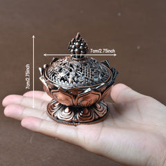 1pc Red Bronze Lotus Incense Burner, Mini Sandalwood Aromatherapy Stove, Suitable For Office, Camping, Garden, Patio, Candlelight Dinner Home Decor
