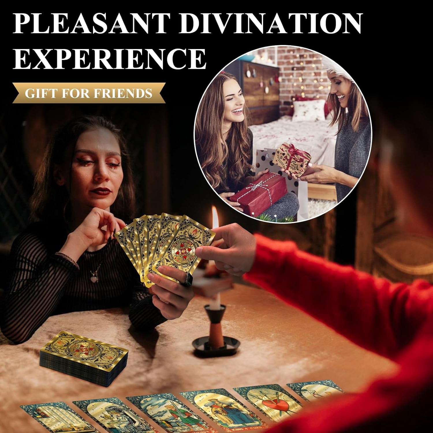 78 Gold Foil Tarot Deck with Gift Box,Original Design Rider Waite Tarot Cards Wi