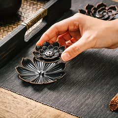 1pc Brass Lotus Perforated Incense Burner Aroma Diffuser With Detachable Ashtray, Incense Burner, Incense Stick Holder, Brass Lotus Incense Stick Holder And Detachable Ashtray, European Classic Romance, Dinner, Candle Home De