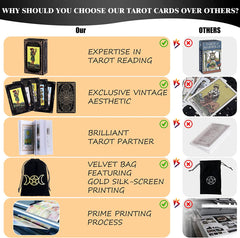Tarot Cards with Guide Book & Linen Carry Bag, 78 Classic Original Tarot Cards D